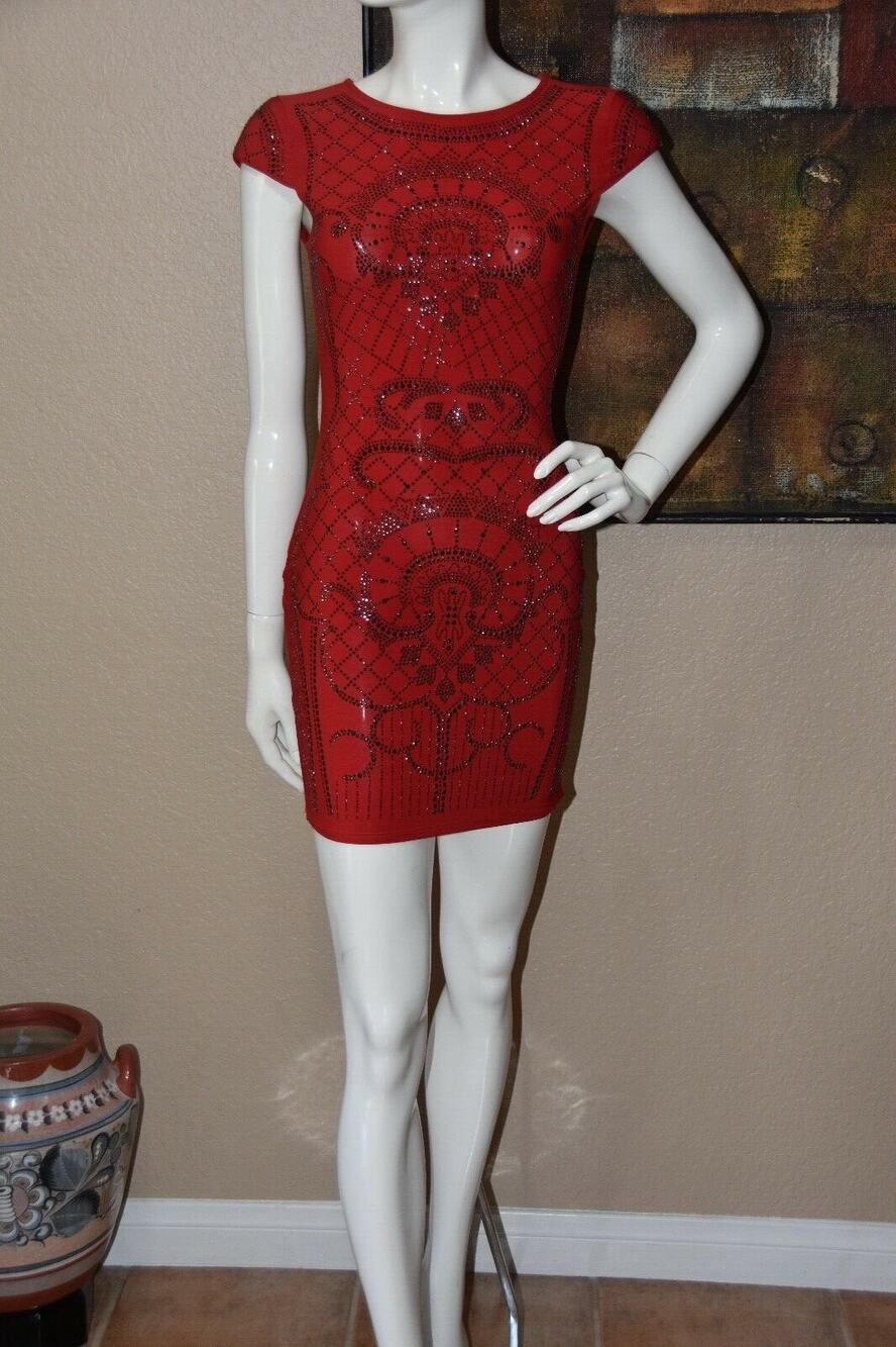 Va Va Voom Embellished Studded Bodycon Mini Night Out Dress Size M